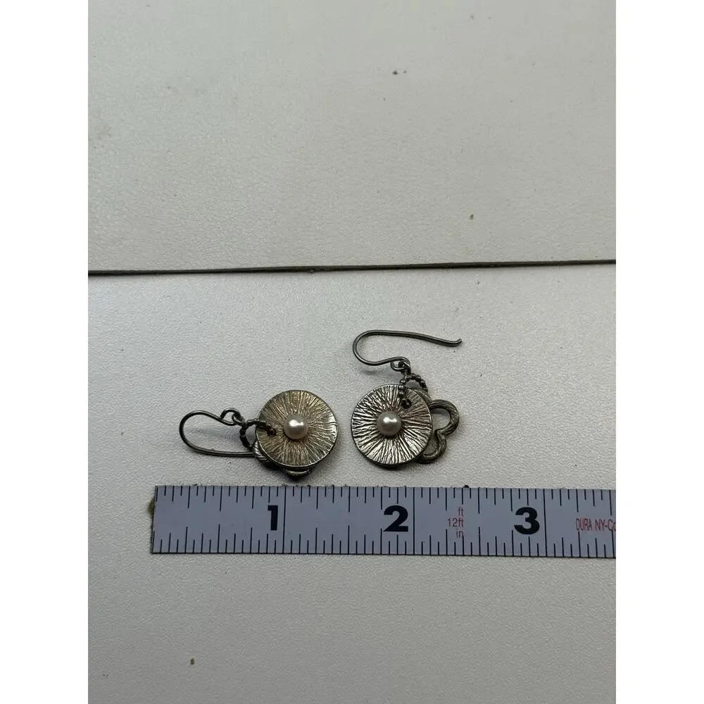 Didae Israel Sterling Silver Hook Pierced Earrings Real Pearl